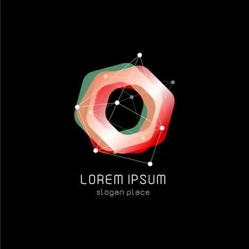 Unusual abstract geometric shapes vector logo. Circular, polygonal colorful Stock Illustration