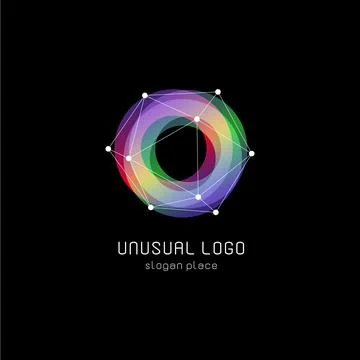 Unusual abstract geometric shapes vector logo. Circular, polygonal colorful Stock Illustration