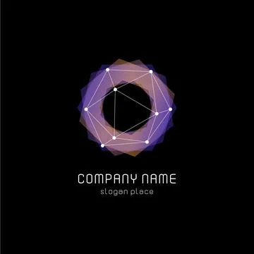 Unusual abstract geometric shapes vector logo. Circular, polygonal colorful Stock Illustration