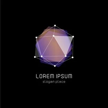 Unusual abstract geometric shapes vector logo. Circular, polygonal colorful Stock Illustration