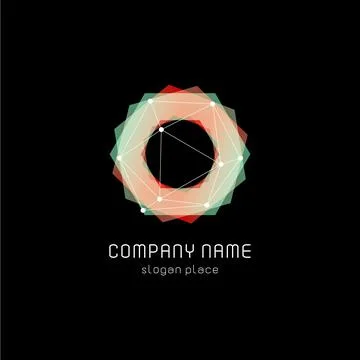 Unusual abstract geometric shapes vector logo. Circular, polygonal colorful Stock Illustration