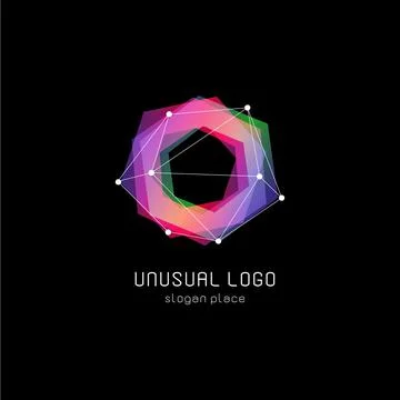 Unusual abstract geometric shapes vector logo. Circular, polygonal colorful Stock Illustration