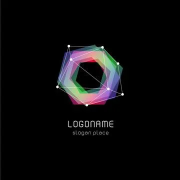 Unusual abstract geometric shapes vector logo. Circular, polygonal colorful Stock Illustration