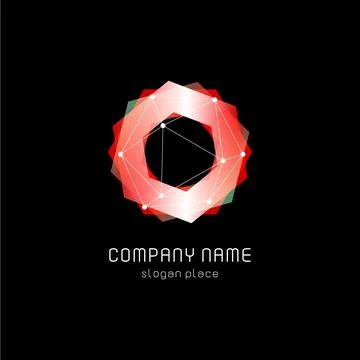 Unusual abstract geometric shapes vector logo. Circular, polygonal colorful Stock Illustration