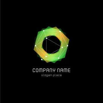 Unusual abstract geometric shapes vector logo. Circular, polygonal colorful Stock Illustration