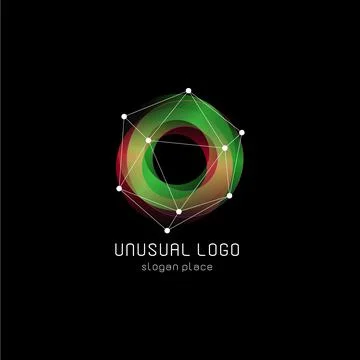 Unusual abstract geometric shapes vector logo. Circular, polygonal colorful Stock Illustration