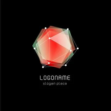 Unusual abstract geometric shapes vector logo. Circular, polygonal colorful Stock Illustration
