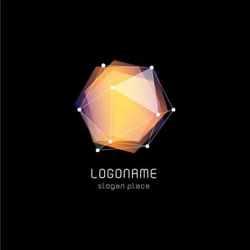 Unusual abstract geometric shapes vector logo. Circular, polygonal colorful Stock Illustration