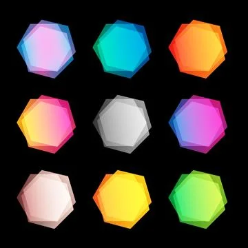 Unusual abstract geometric shapes vector logo set. Polygonal colorful logotypes Illustrazione stock