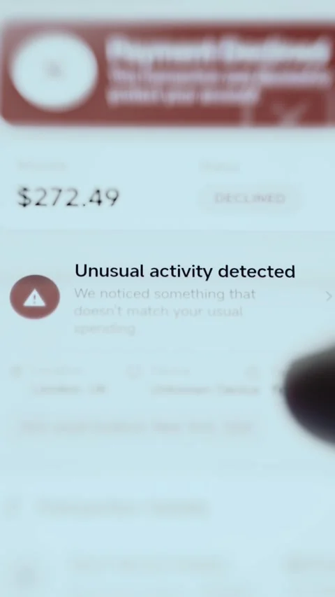 Unusual Account Activity Warning Banner Above Balance Details 4K Stock Footage 341854612