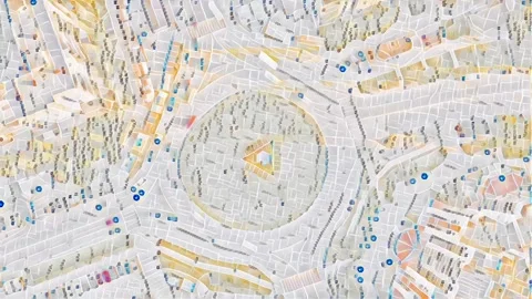 Unusual and unique map animation of aerial timelapse of traffic around Vídeo Stock 170778304