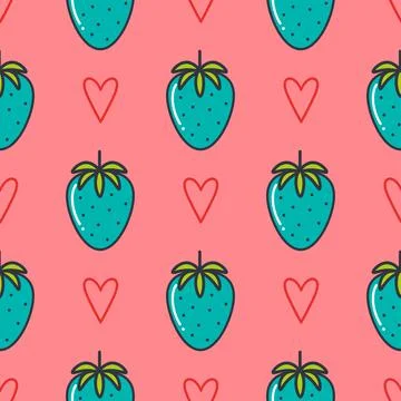 Unusual blue strawberry vector seamless pattern イラスト素材