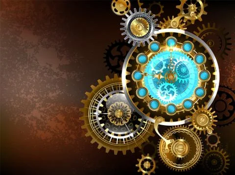 Unusual clock with gears Stock Illustration