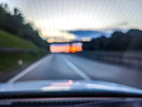 An Unusual Closeup View Of The Internal Heating Wires Inside A Vehicle Wind.. 스톡 사진