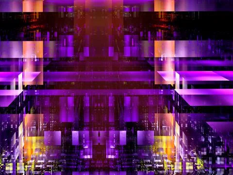 Unusual construction of translucent blocks - abstract 3d illustration Stock Illustration