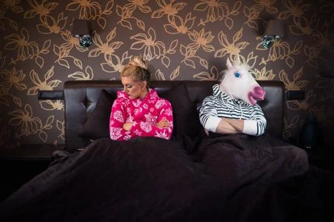 Unusual couple has relationship problems Stock Photos