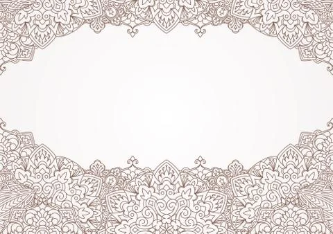 Unusual decorative background with henna elements in East mandala style for t Stock Illustration