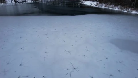 Unusual ice patterns on Kaindy Mountain Lake Video stock 224933302