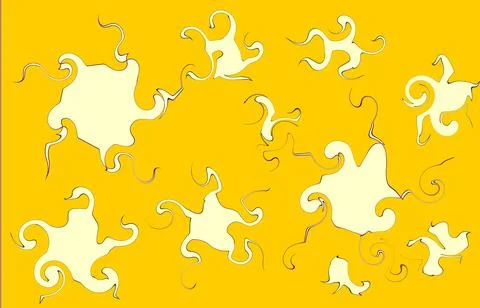 Unusual illustration on an orange background elements of pastel color asymmet Illustrazione stock