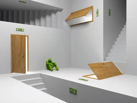 Unusual interior with man Stock Illustration