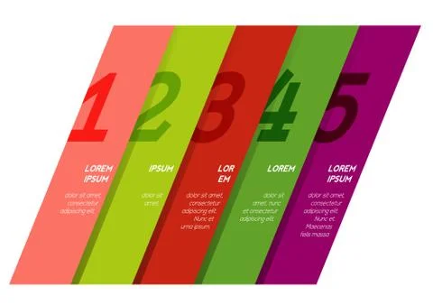 Unusual isolated chart template for 5 steps Stock Illustration