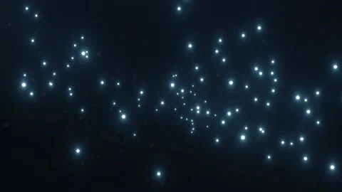 Unusual luminous balls on a dark background. Moving randomly. Stockbeeldmateriaal 131606643