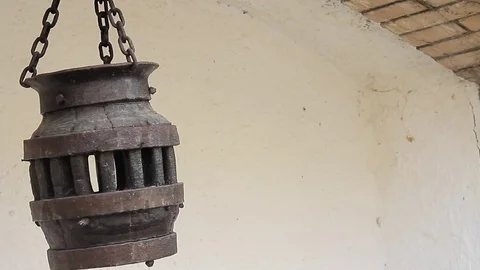 Unusual medieval lamp Stock-Footage 71307764