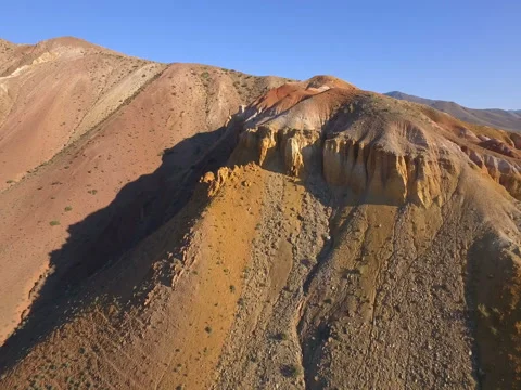 Unusual multi-colored rocks, aerial view Stock Footage 80862570