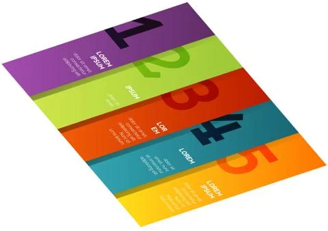 Unusual presentation template with 5 steps Stock Illustration