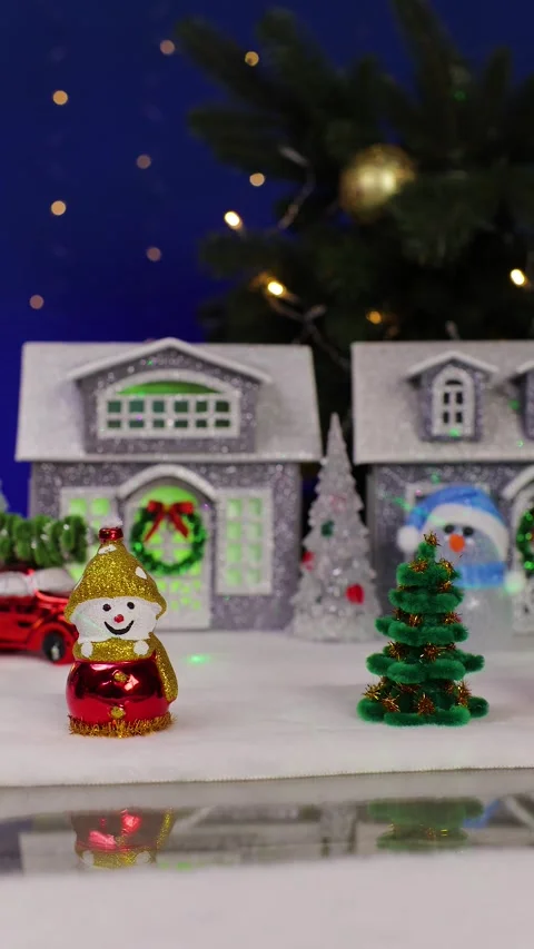 An unusual Santa Claus quickly drops into Christmas town Stock Footage 344876629