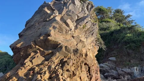 Unusual sea stack rock formation Stock Footage 341682600