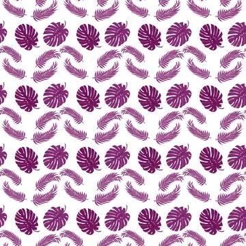 An unusual seamless pattern of monstera leaves, an ornament for textiles, fab Stock Illustration