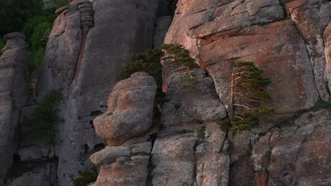 Unusual shape rocks formations in Crimea mountains. Mount Demerdji Stock Footage 165496839