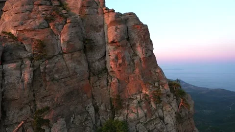 Unusual shape rocks formations in Crimea mountains. Mount Demerdji Stock Footage 165496850