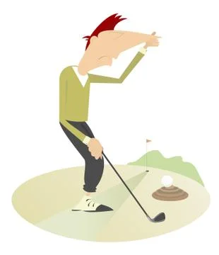 Unusual situation on the golf course Stock Illustration