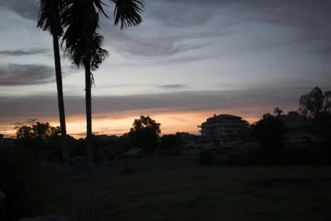 Unusual sunset and cloud light Stock Photos