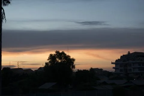 Unusual sunset and cloud light Stock Photos