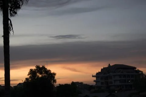 Unusual sunset and cloud light Stock Photos