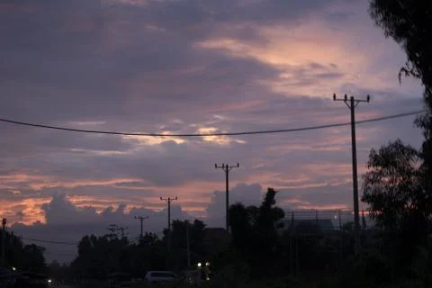 Unusual sunset and cloud light Stock Photos