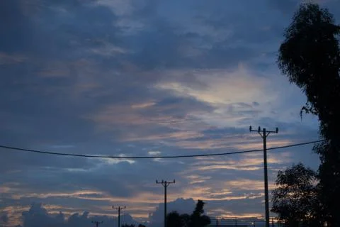 Unusual sunset and cloud light Stock Photos