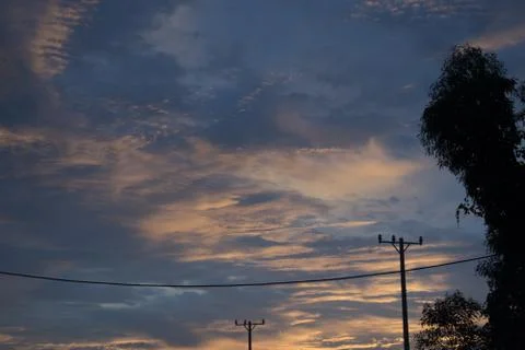 Unusual sunset and cloud light Stock Photos