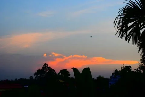 Unusual sunset and cloud light Stock Photos