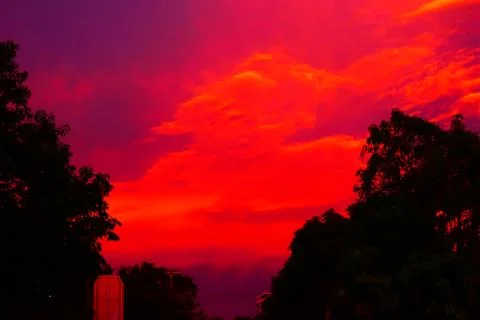Unusual sunset and cloud light Stock Photos