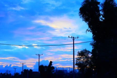 Unusual sunset and cloud light Stock Photos