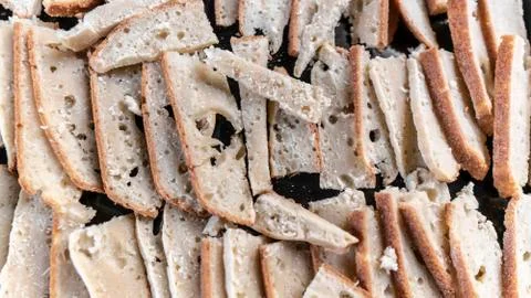 Unusual texture of bread slices Foto stock