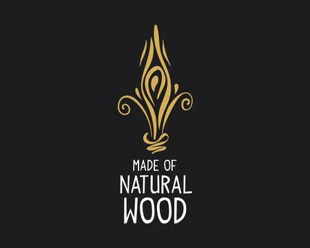 An unusual vector hand-drawn logo for the production of wood products Stockillustratie