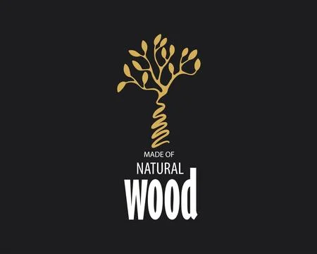 An unusual vector hand-drawn logo for the production of wood products Stock Illustration