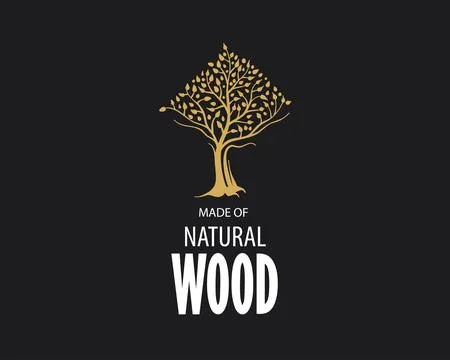 An unusual vector hand-drawn logo for the production of wood products Stock Illustration