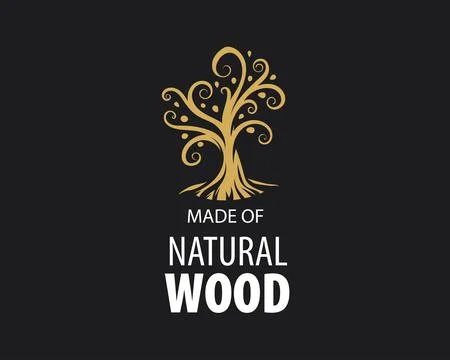 An unusual vector hand-drawn logo for the production of wood products Stock Illustration
