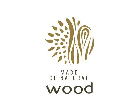 An unusual vector hand-drawn logo for the production of wood products Stock Illustration
